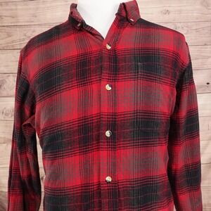Hobbs Creek Shirt Mens Large Red Black Plaid Flannel Button Down Long Sleeve